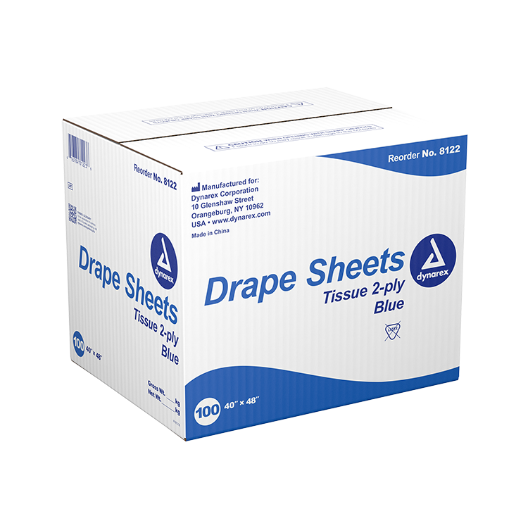 Dynarex: Drape Sheets Blue Poly / Tissue 2ply, 40 x 90, 50/cs