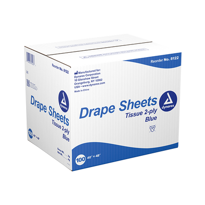 Dynarex: Drape Sheets Blue Poly / Tissue 2ply, 40 x 90, 50/cs